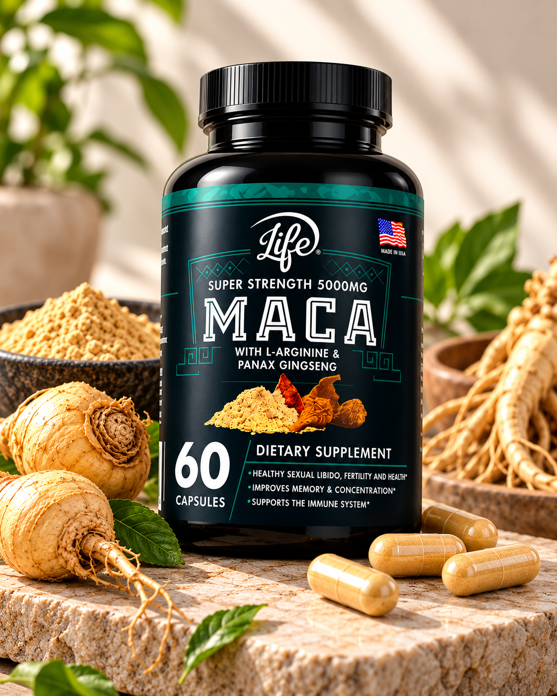 MACA SUPER STRENGTH 5000 MG – SUPLEMENTO DE VITALIDAD Y RENDIMIENTO