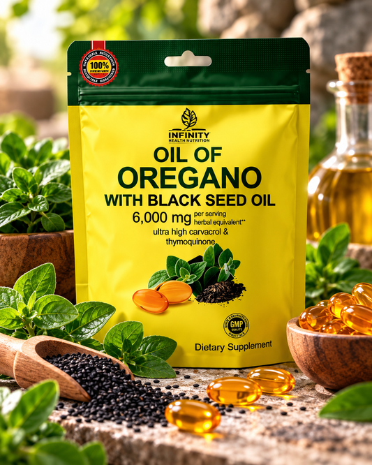 ACEITE DE ORÉGANO + ACEITE DE SEMILLA NEGRA 6000 MG – 90 CÁPSULAS