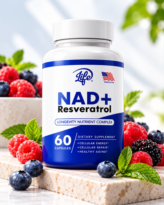 NAD+RESVERATROL – SUPLEMENTO DE ENERGÍA Y BIENESTAR CELULAR