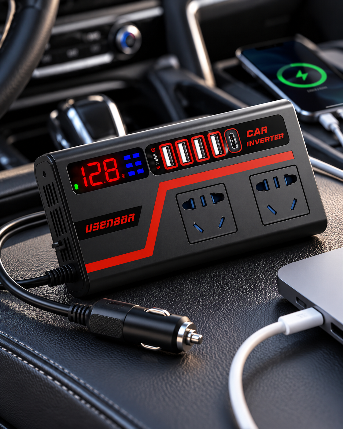 CARGADOR UNIVERSAL CON CONECTOR DE VEHÍCULO INVERTER