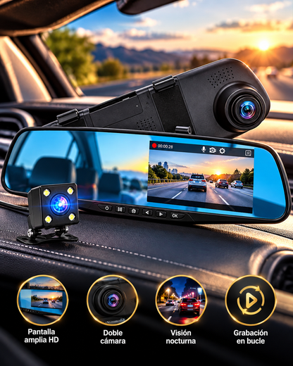 ESPEJO RETROVISOR DVR CON DOBLE CÁMARA