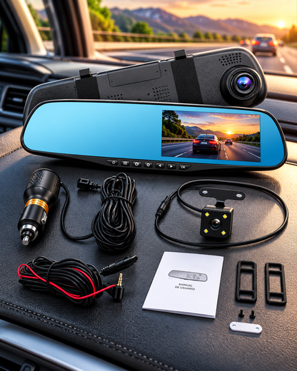 ESPEJO RETROVISOR DVR CON DOBLE CÁMARA