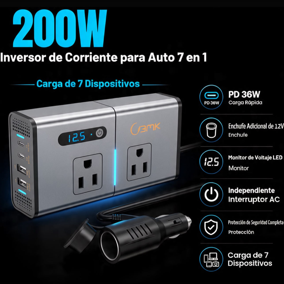 INVERSOR DE CORRIENTE 300W CON USB