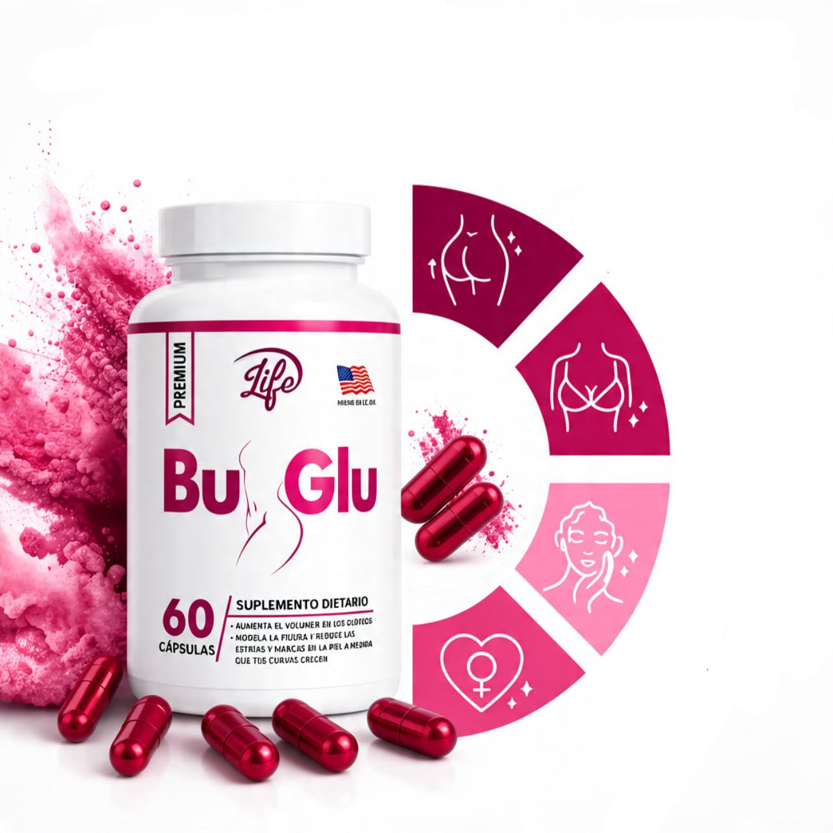 BU GLU PREMIUM – SUPLEMENTO PARA GLÚTEOS X 60 CÁPSULAS