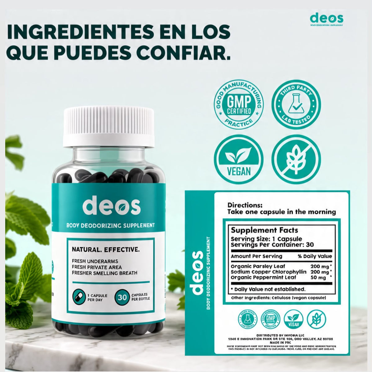 DEOS – SUPLEMENTO DESODORIZANTE INTERNO X 60 CÁPSULAS